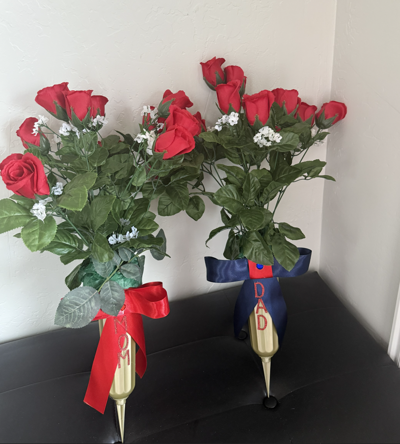 Mom and Dad floral memorial pieces